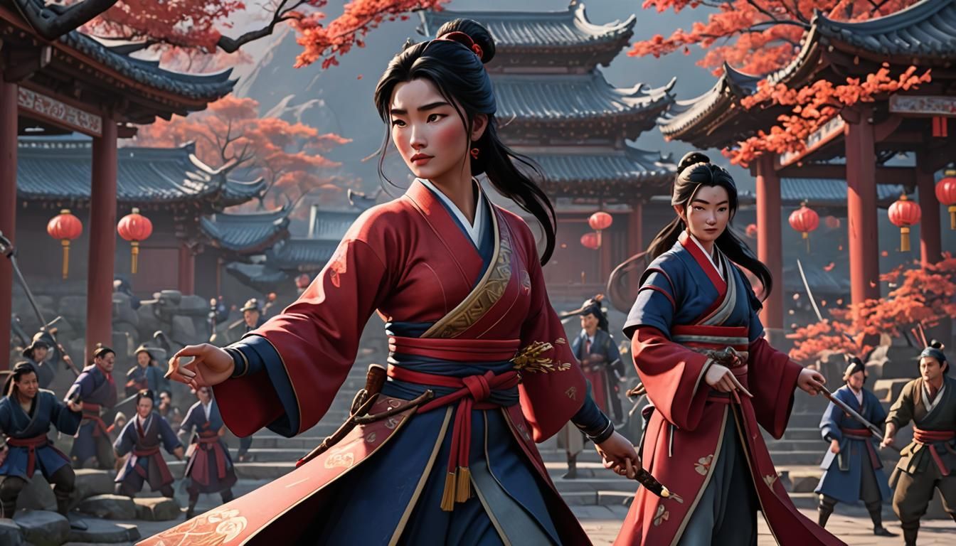 Detailed 3D Anime Mulan Art Inspired by WLOP