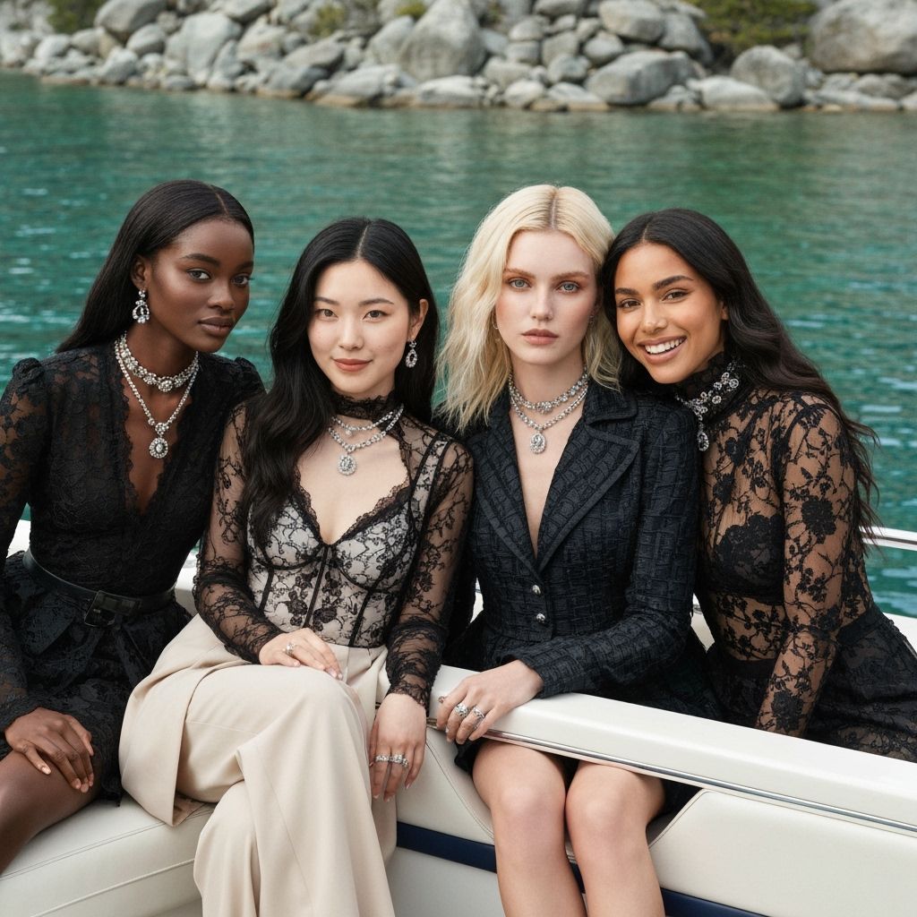 Diverse Women Posing in Dior on Lake Tahoe