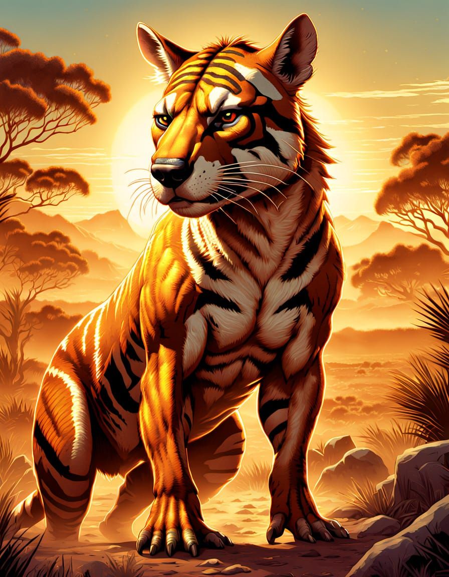 Tasmanian Tiger Pro Wrestler in Outback, Comic Book Art