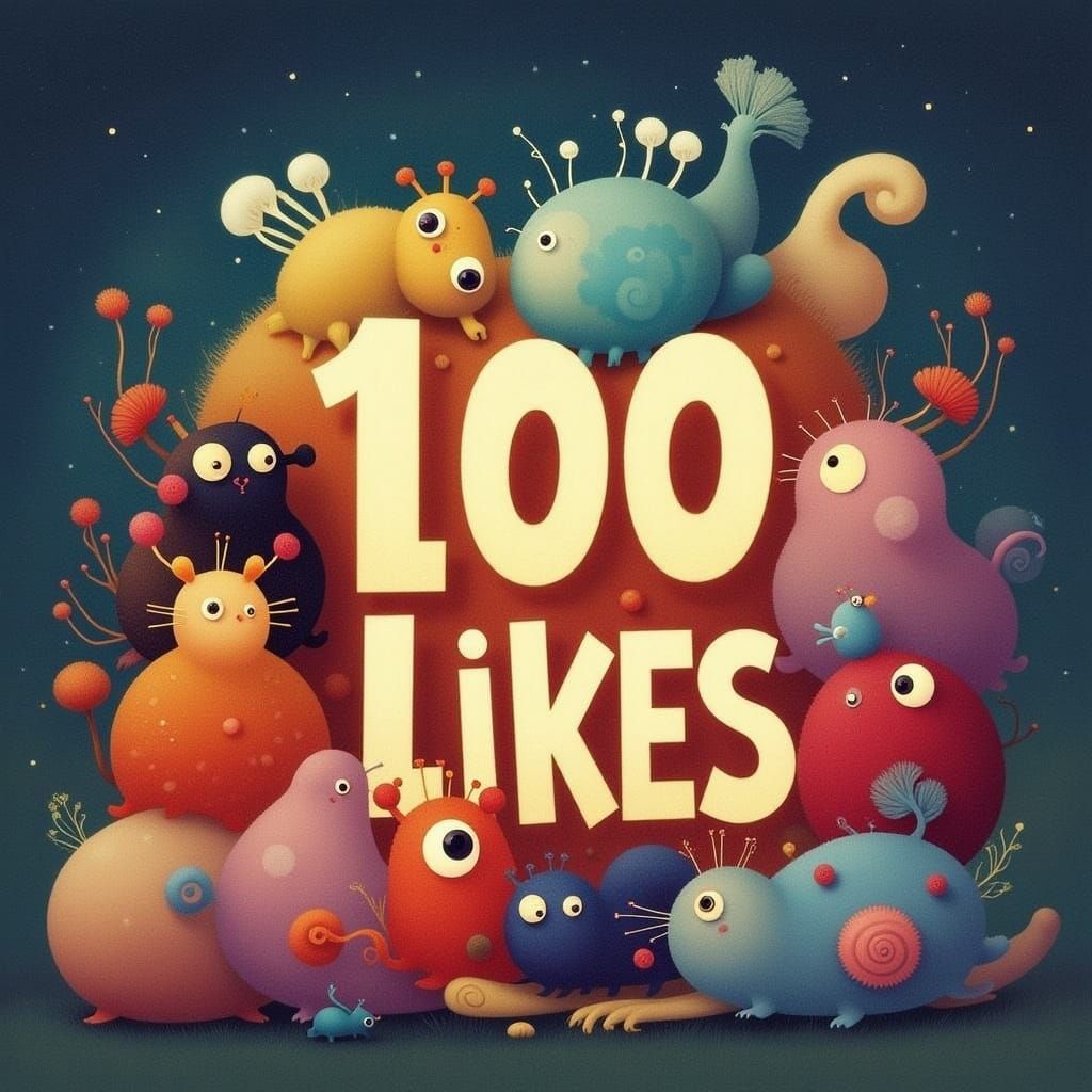 Cute Fluffy Creatures Celebrate 100 LIKES in Digital Art