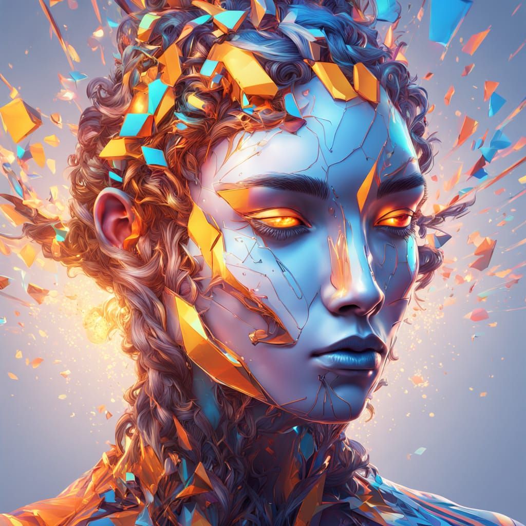 Radiant Geometric Being Enveloped in a Swirling Vortex of Li...