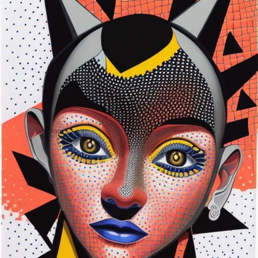 Cubist Geometric Composition in Yellow and Black