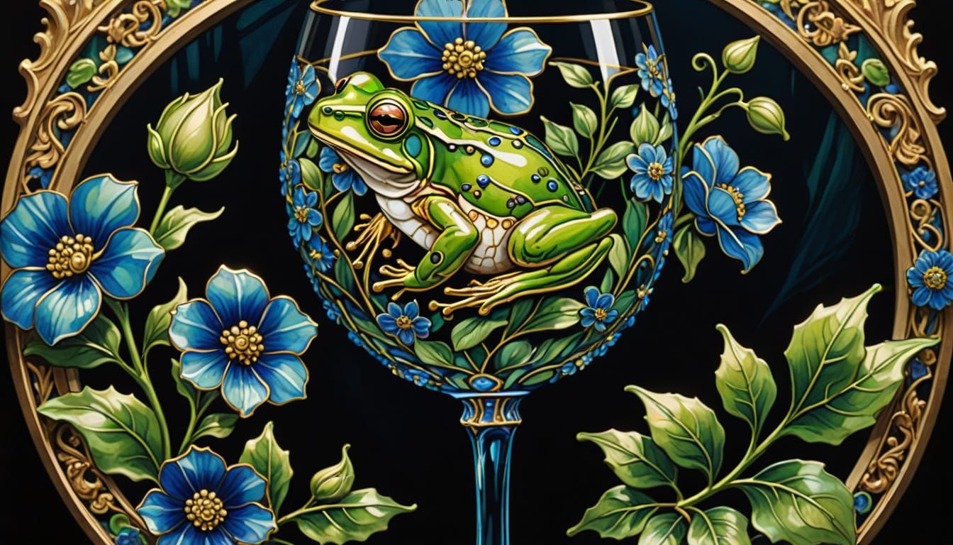 Stained Glass Frog on Decorative Wine Glass