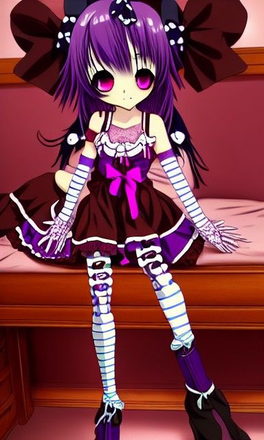 Anime Girl with Prosthetic Hook and Ponytails