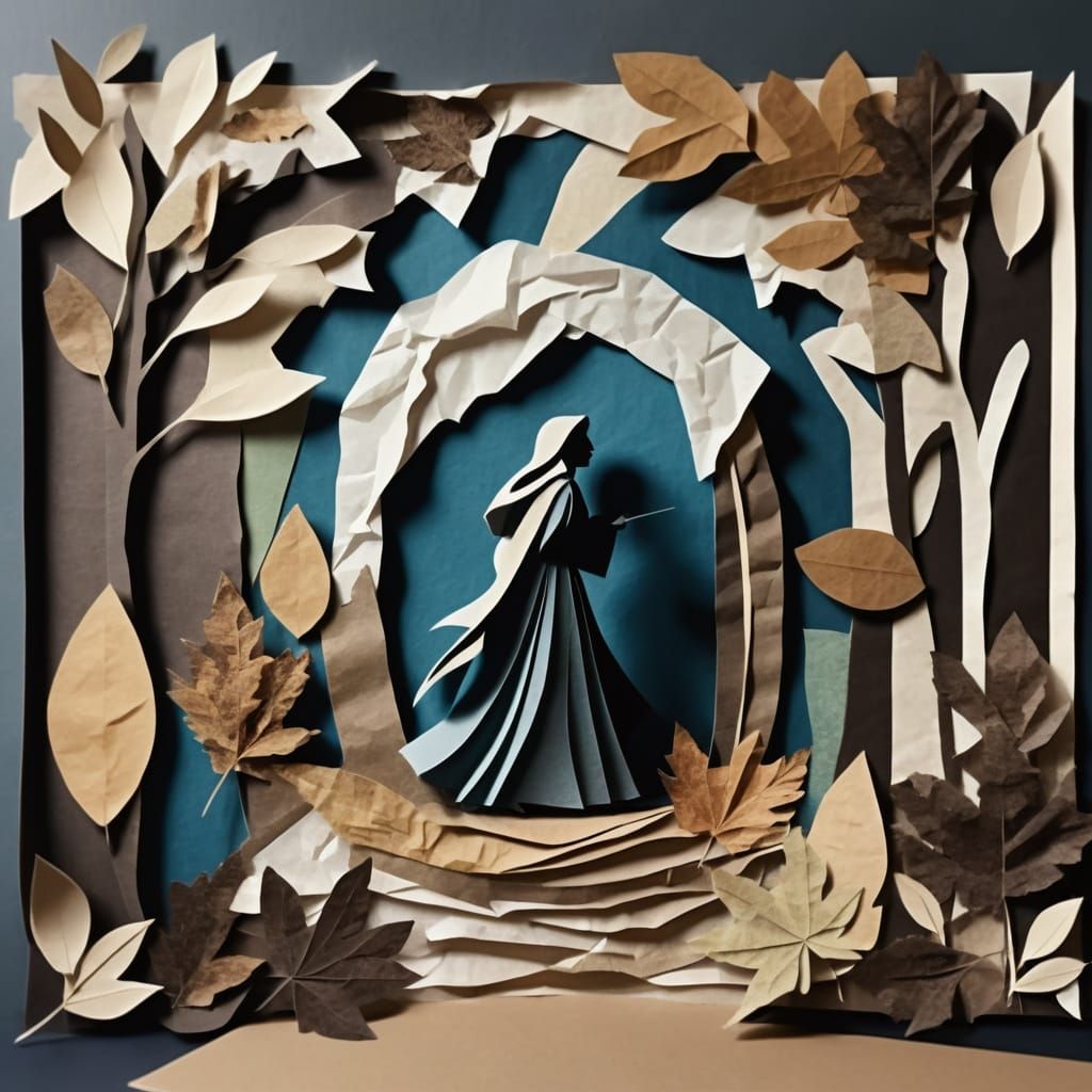 Paper Silhouettes in Crinkled Collage Art