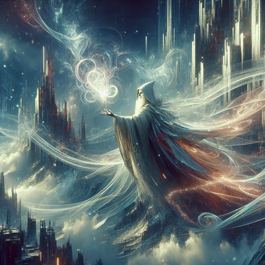 Ethereal Echoweaving Mage in Whimsical Fantasy Art