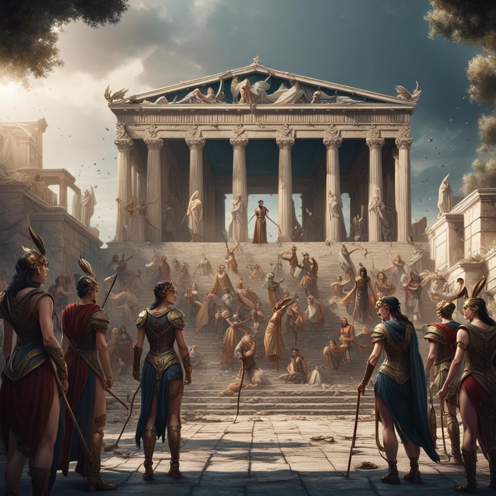 Artemis Punishes Mortals in Athens: Fantasy Concept Art