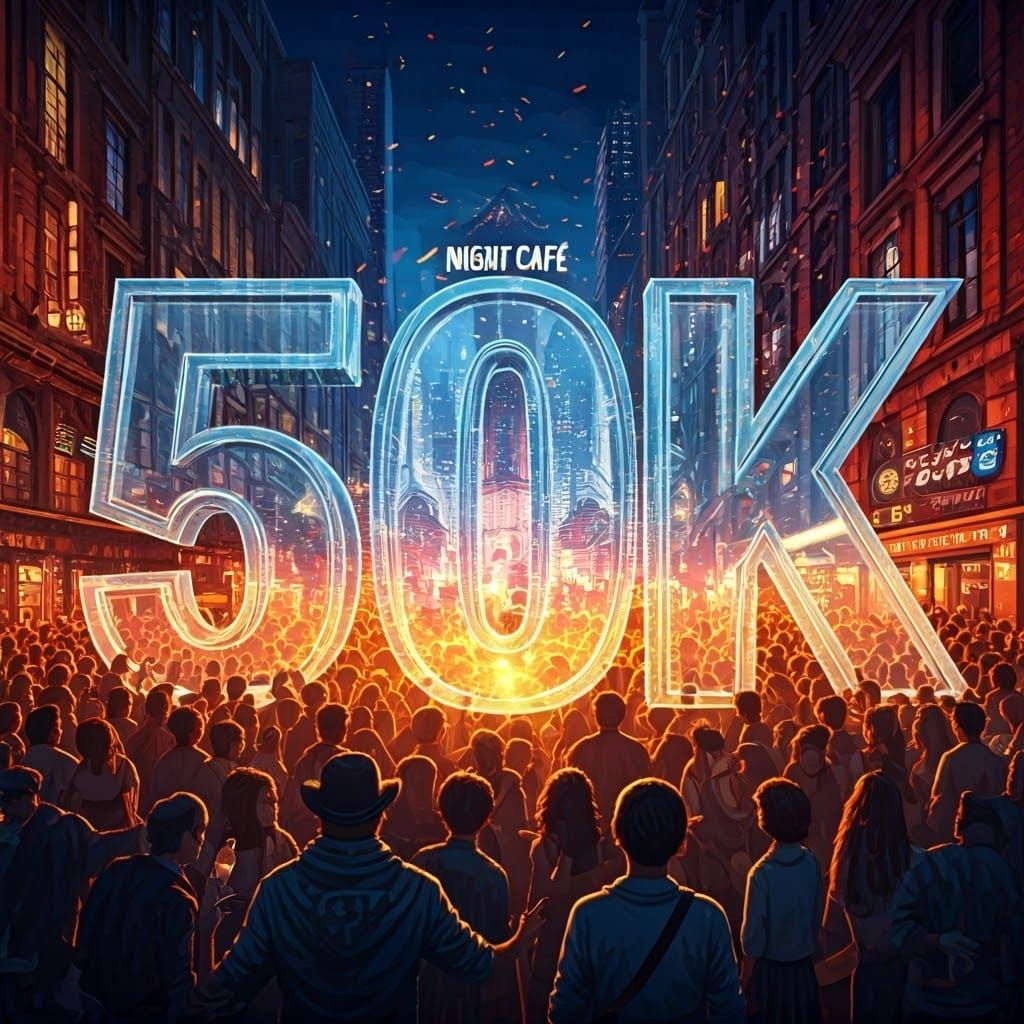 Vibrant 50K Celebration at Night Cafe