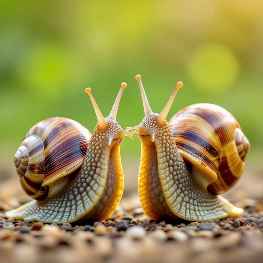 Happy Snail Family Portrait in Bright Colors
