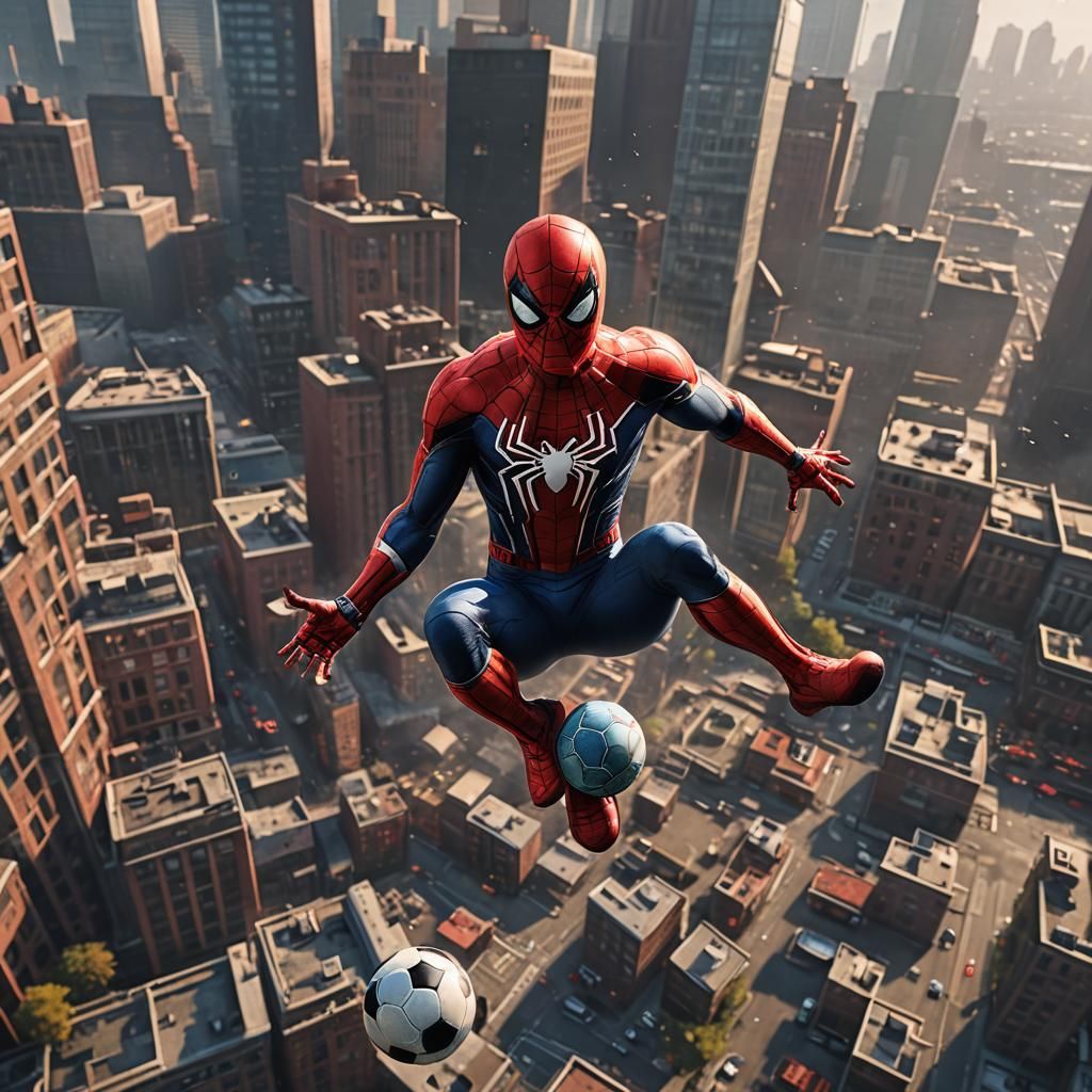 Spider-Man Plays Football: Detailed Matte Painting