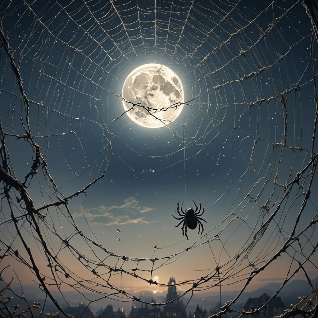 Moon Spider in Dreamlike Impressionist Style