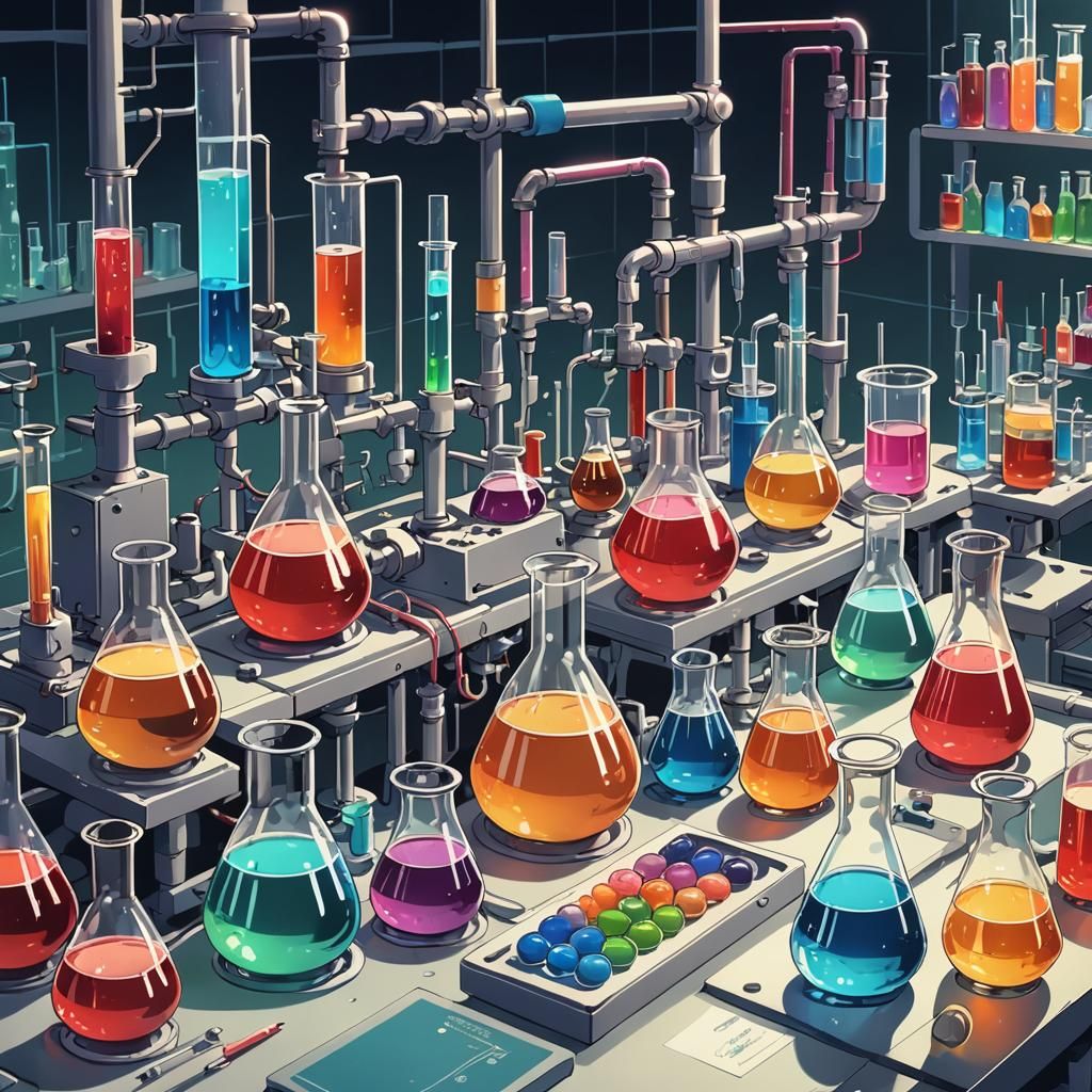 Colorful Laboratory Analyzers in Anime Style
