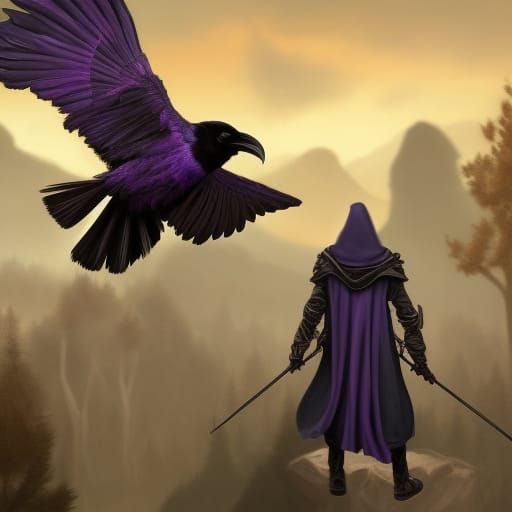 Hooded Raven Assassin in Detailed Fantasy Art
