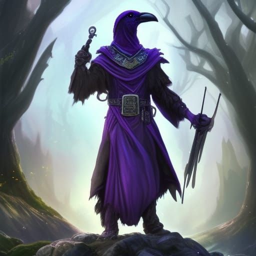 Raven Gunslinger in a Fantasy Landscape