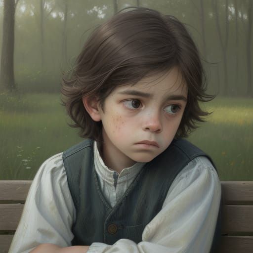 Emotive Oil Painting of a Child's Inner Turmoil