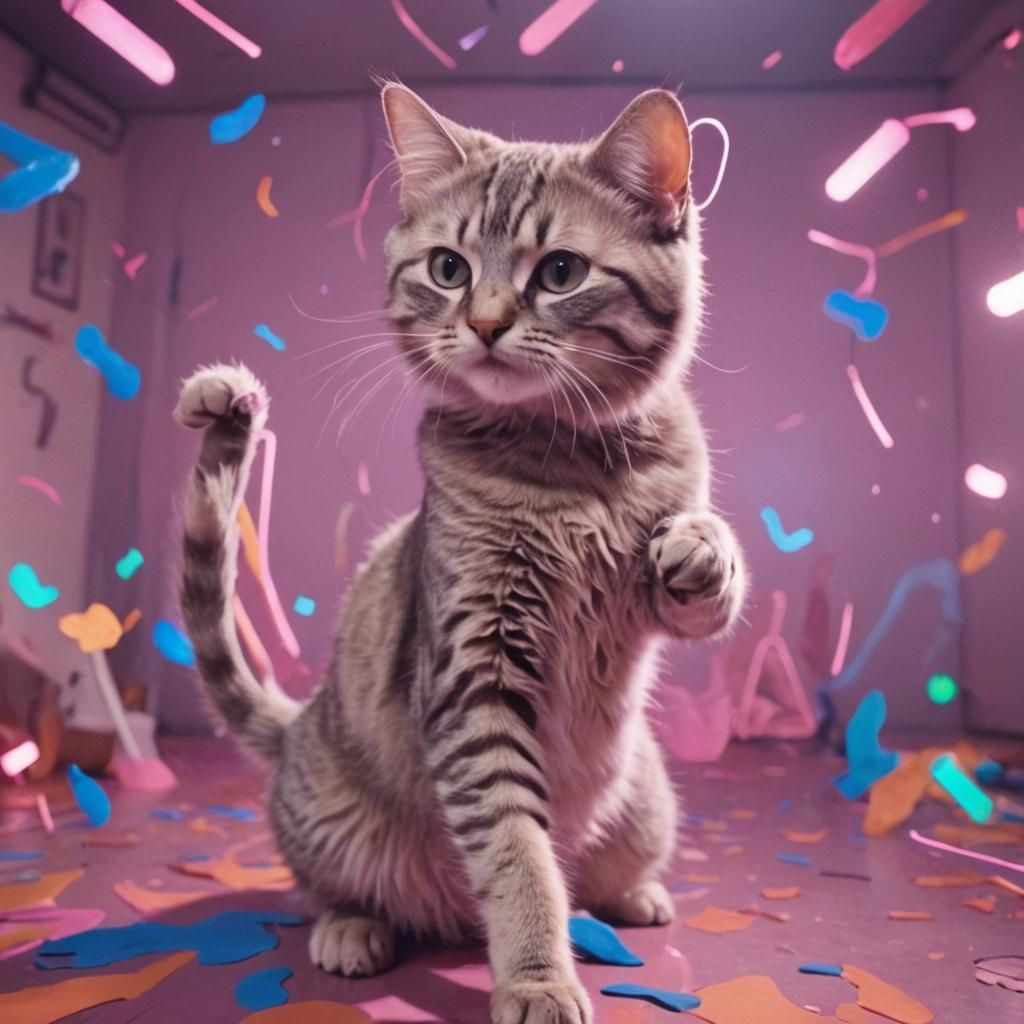 Trippy Cat-Human Hybrid Dancing in Music Video