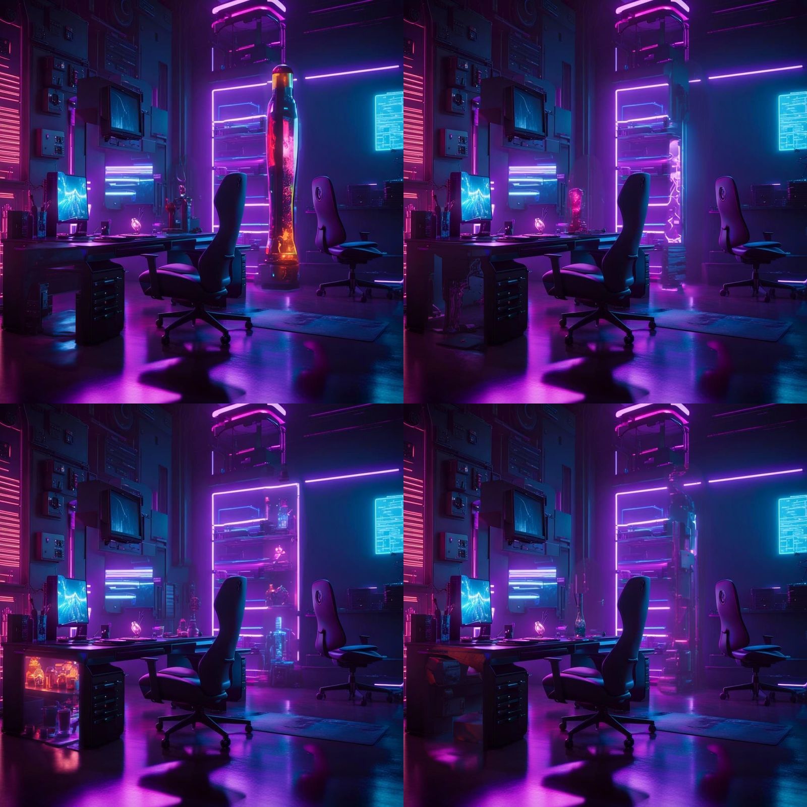 Cyberpunk Lava Lamps with Neon Lighting in 8K