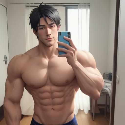 Men taking selfies