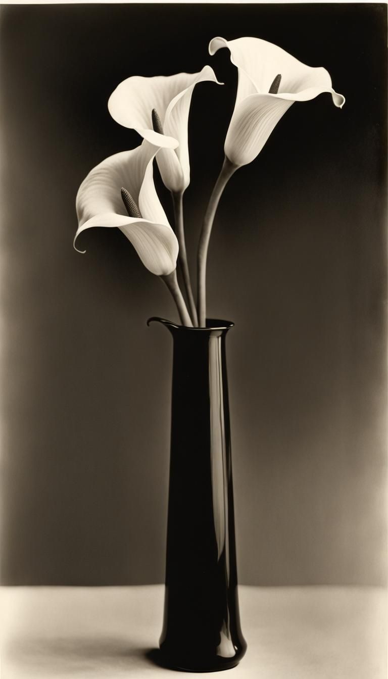 Calla Lily Still Life in Platinum Print Style