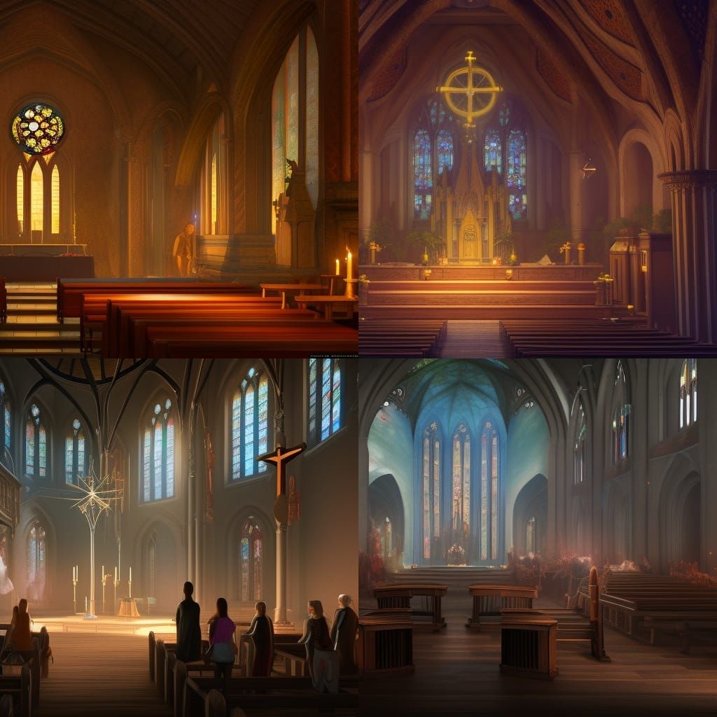 AA Meeting in Church: Detailed Matte Painting