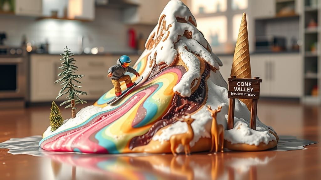 Miniature Winter Wonderland from Melting Ice Cream