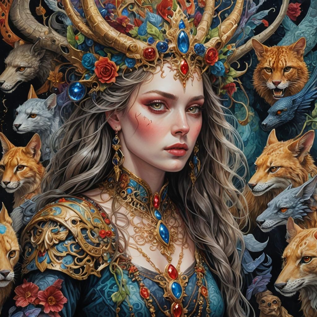 Gothic Fantasy Portrait in Gouache and Watercolor