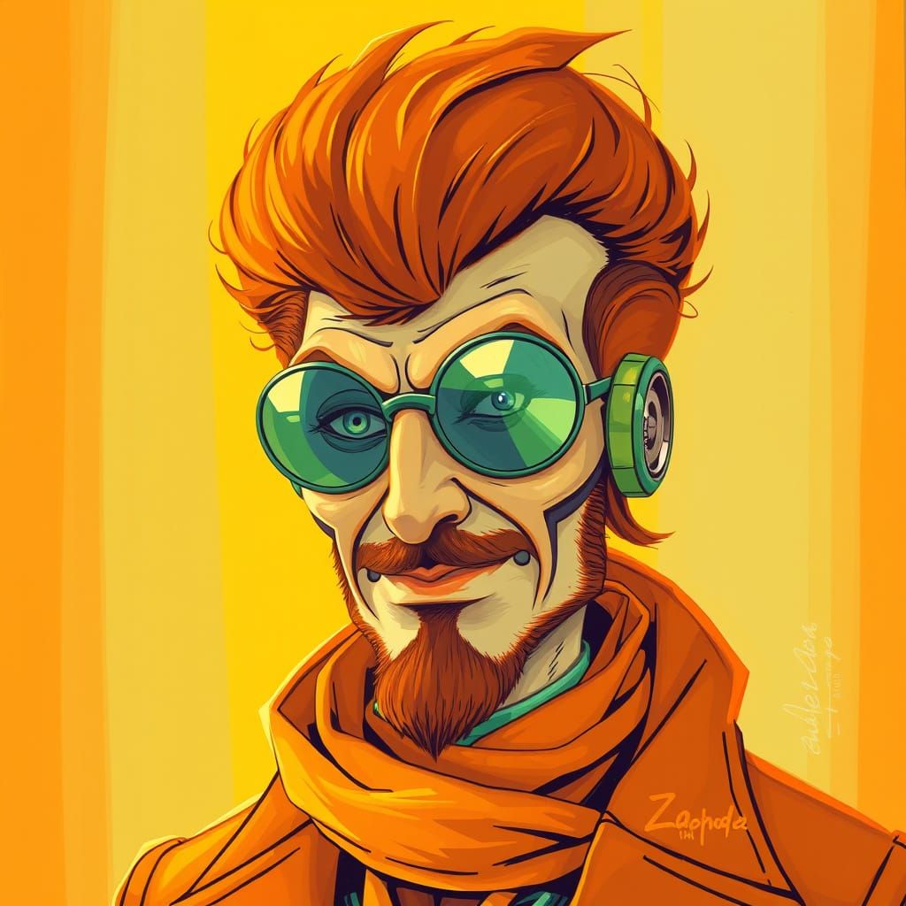 Zaphod Beeblebrox Portrait in Futuristic Digital Art Style