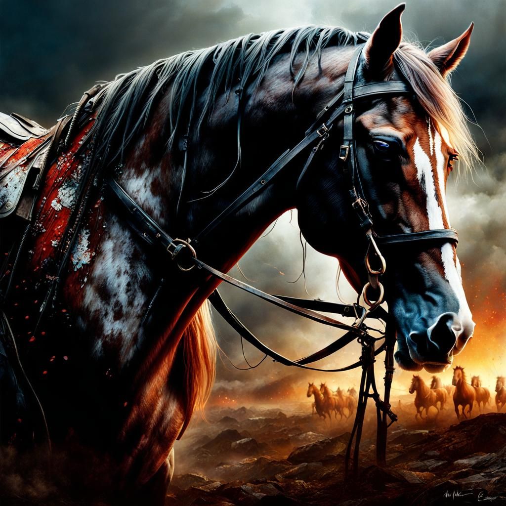 War - horse suffering