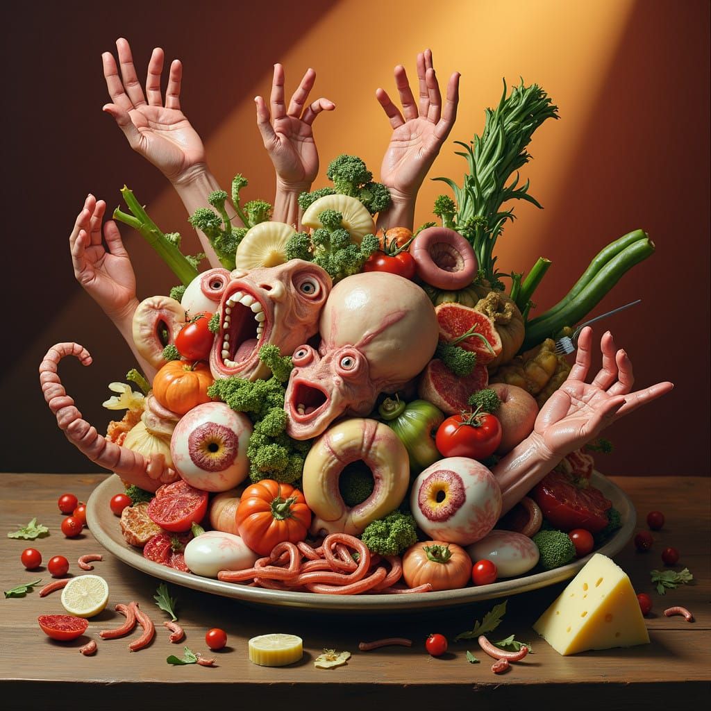 Disturbing Human Body Part Salad in Hyper-Realistic Art