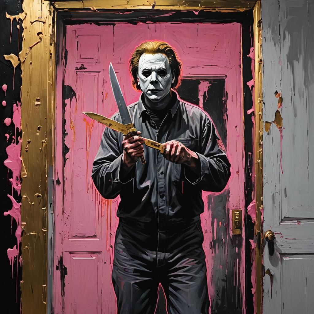 Michael Myers with Golden Knife in Pop Art