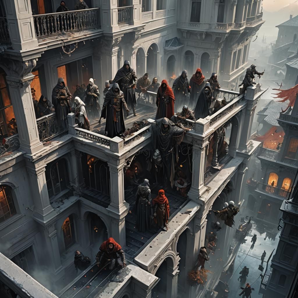 Balcony Collapse in Dark Fantasy Style