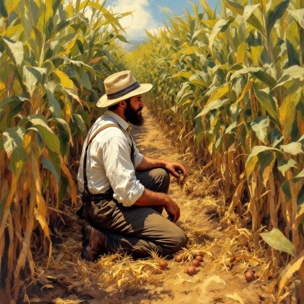 Lush Harvest Scene in Impressionist Style