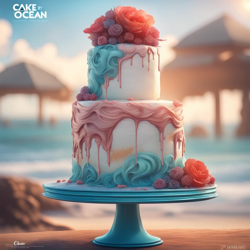 Cake by the Ocean Portrait in Hyperdetailed Style