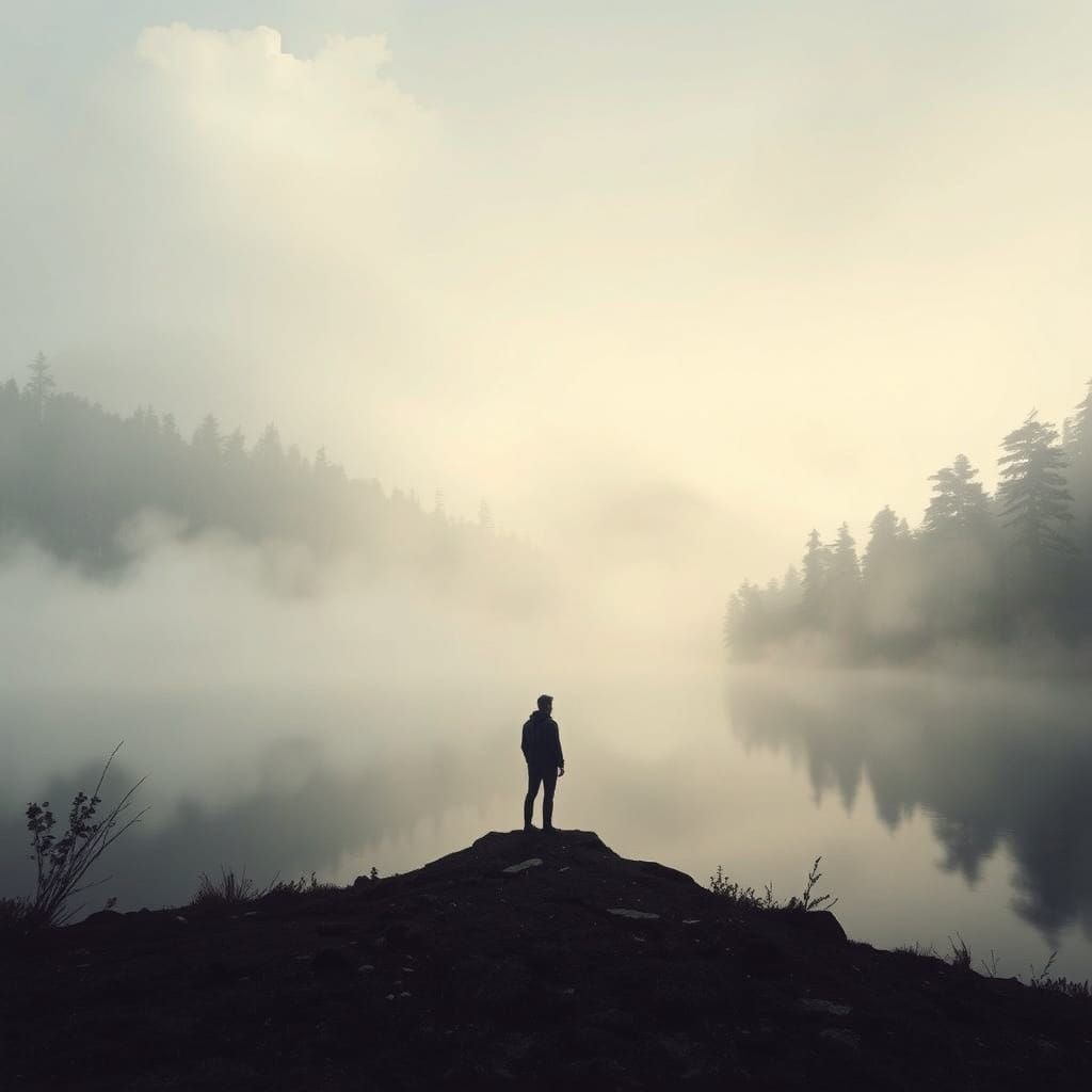 A Lone Figure at Dawn's Edge