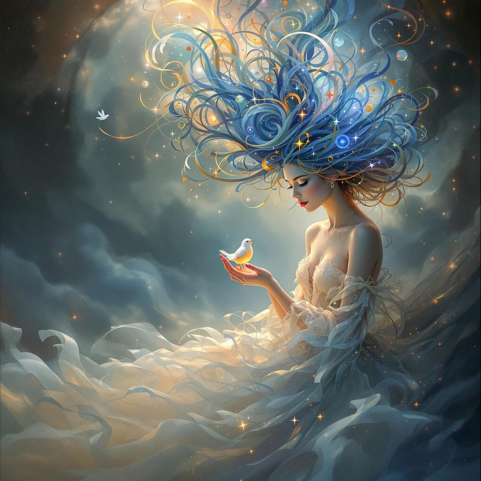 Ethereal Goddess in Celestial Whirlpool