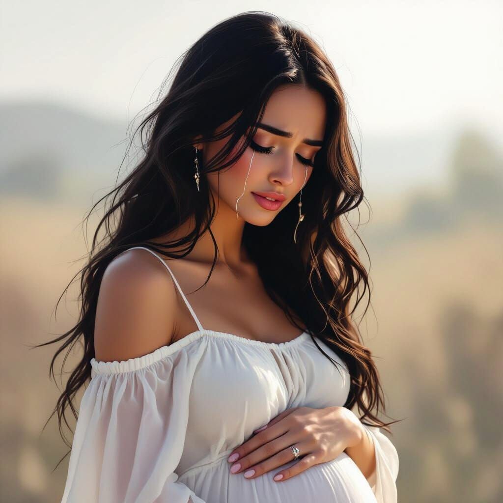 Emotive Portrait of a Pregnant Woman in Sorrow