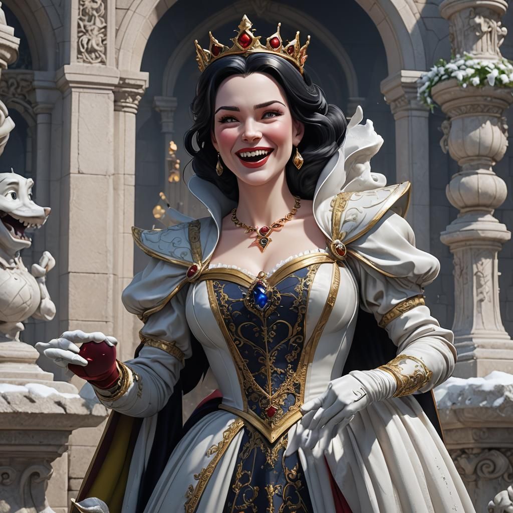 Evil Queen Laughs at Snow White Statue