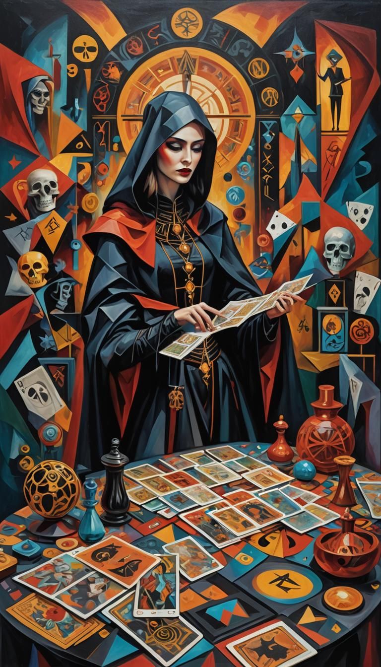 Cubist Designer in Death Dance Macabre Scene