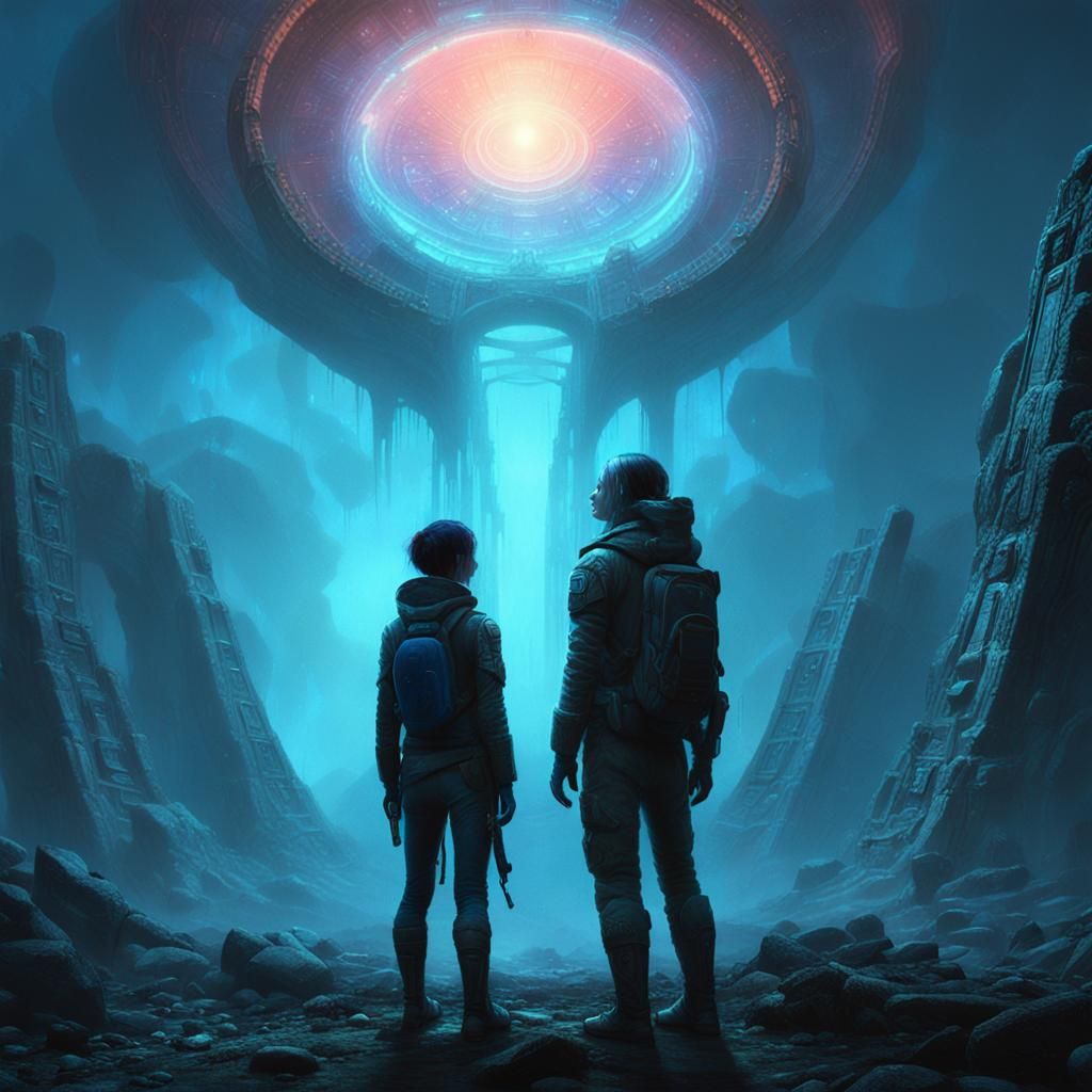 Ethereal Sci-Fi Portal: Alien Pro and Chloe