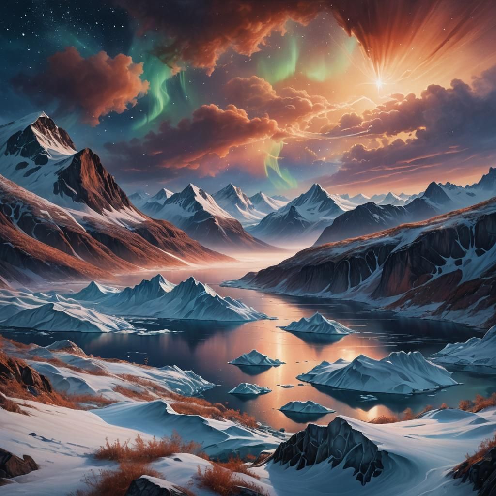 Sweden Fjords in Copper Mist: Oil Painting