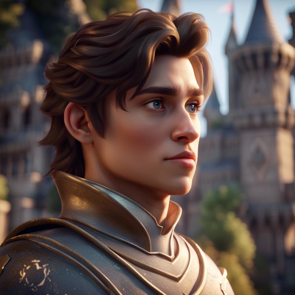 Handsome Young Knight in 3D Game Cinematic Style