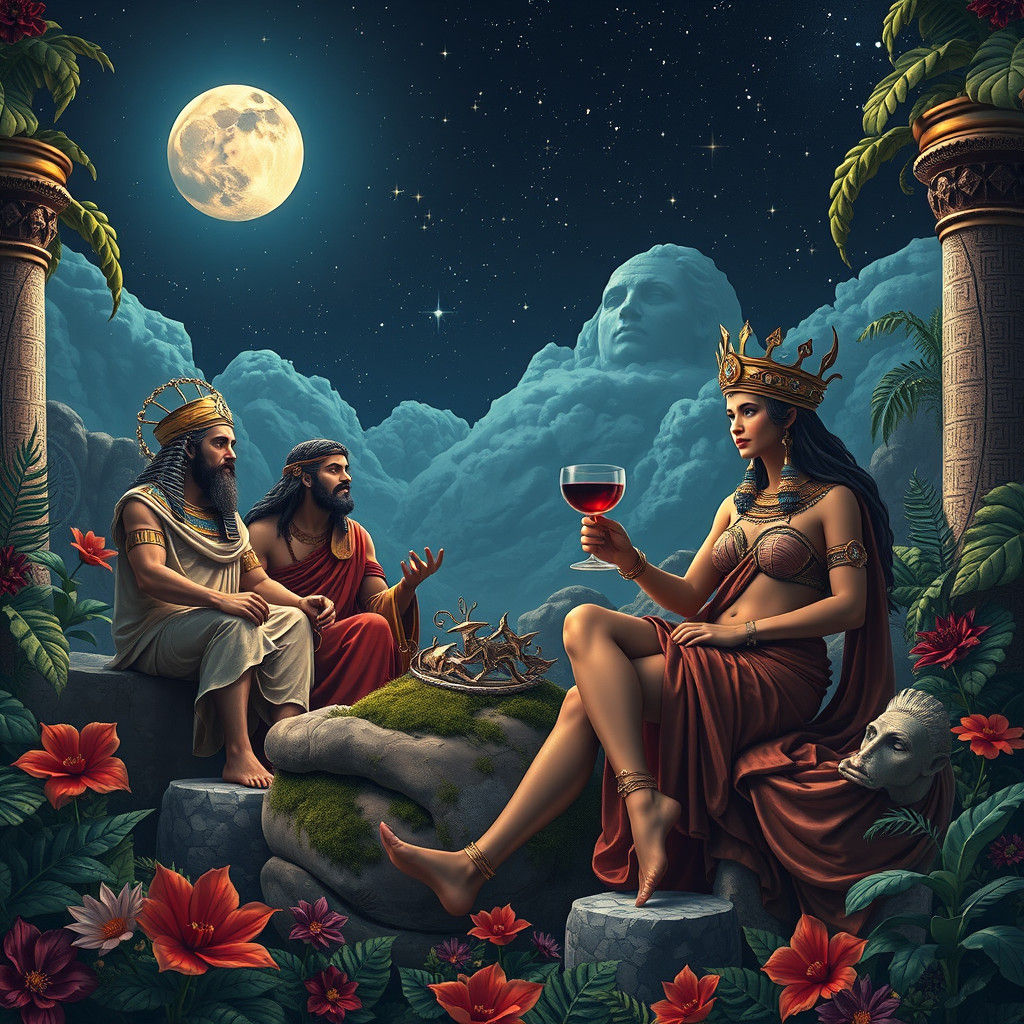 Gods Gather Under Starry Sky in Digital Matte Painting