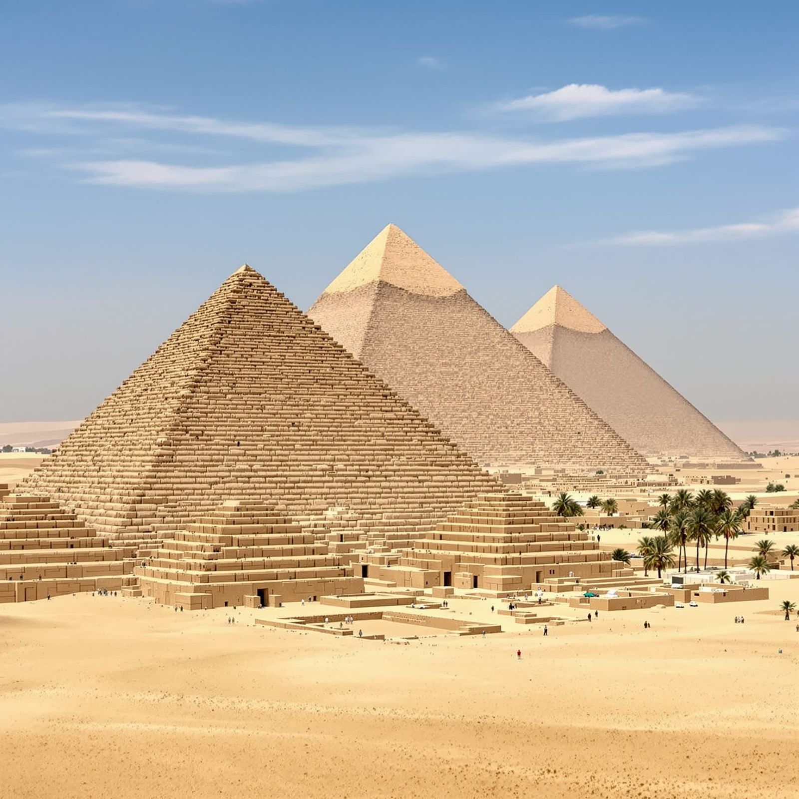 Giza Pyramids Gleaming White Under Blue Sky