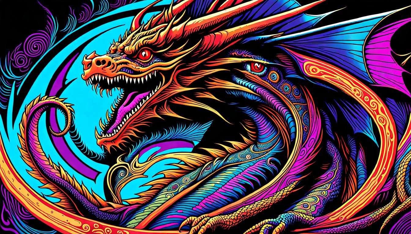Psychedelic Horror Psychic Dragon by Michelangelo