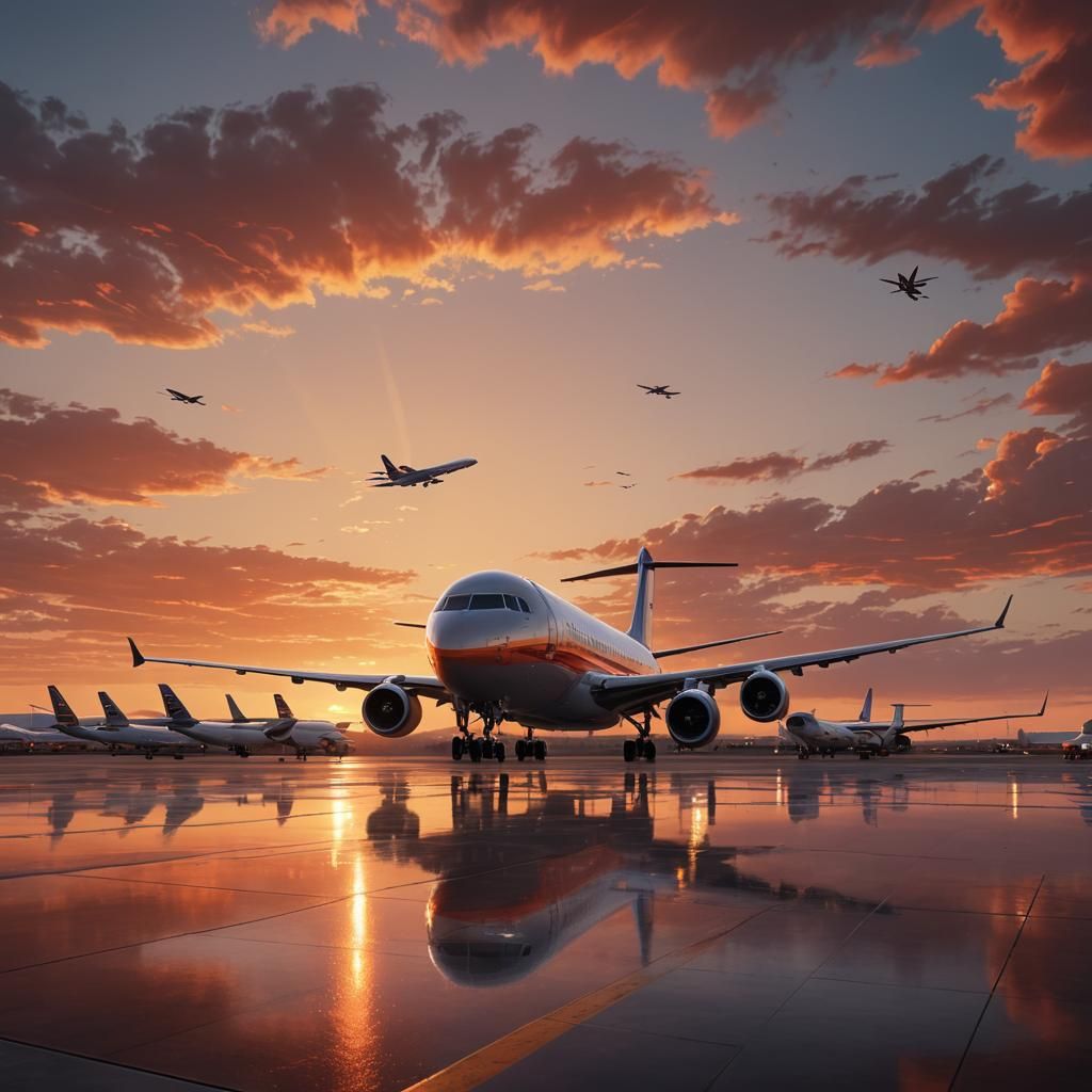 Sunset Airport: Digital Matte Painting with Triadic Colors