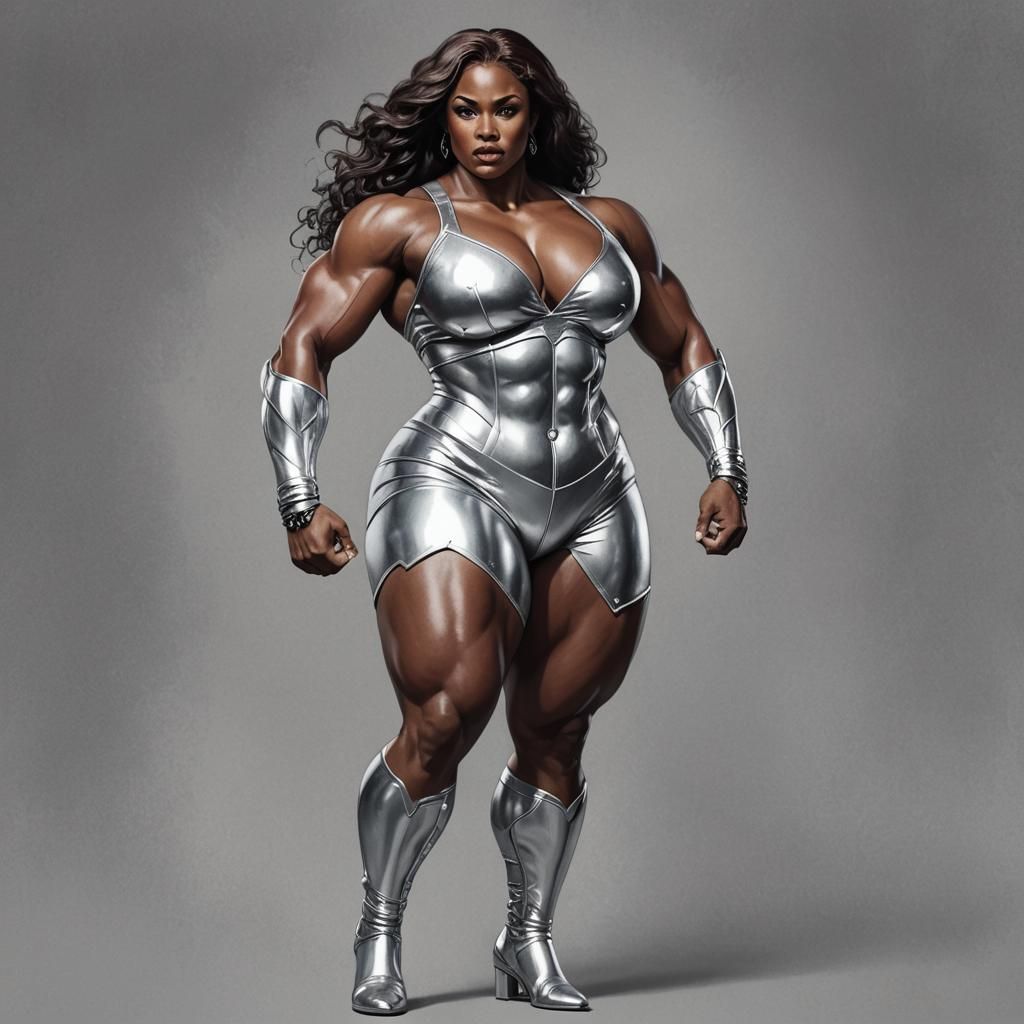 Confident Curvy Woman in Illustrative Portrait