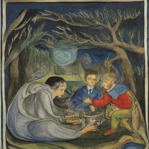 Drunk Commander Rabbit with Hangover, Blake & Kokoschka Styl...