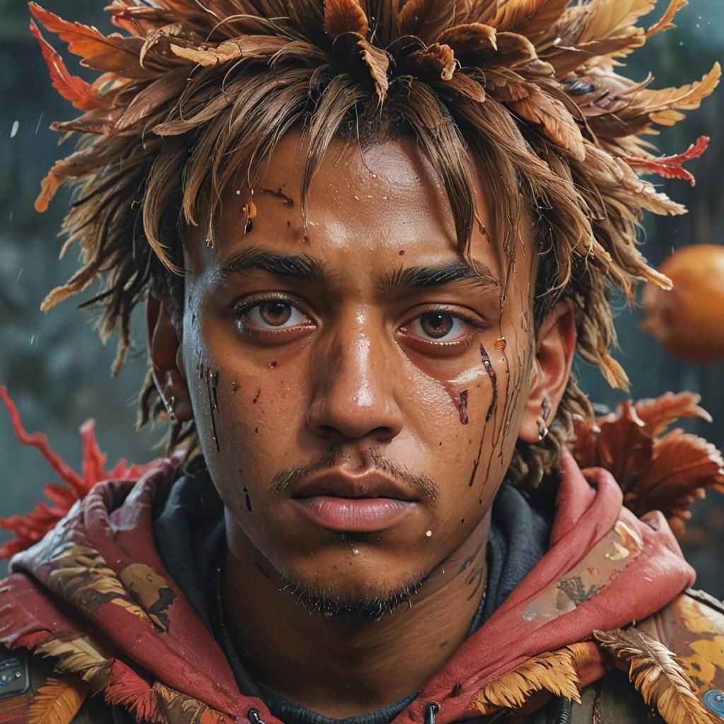 Surreal Portrait of Juice Wrld in Vibrant Turkey-Inspired At...