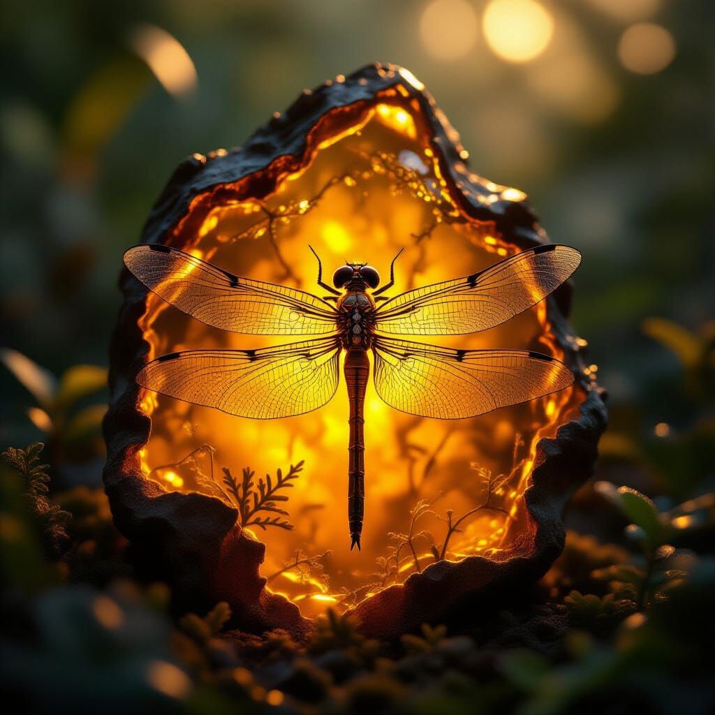 Dragonfly Encased in Amber, Science Fiction Art