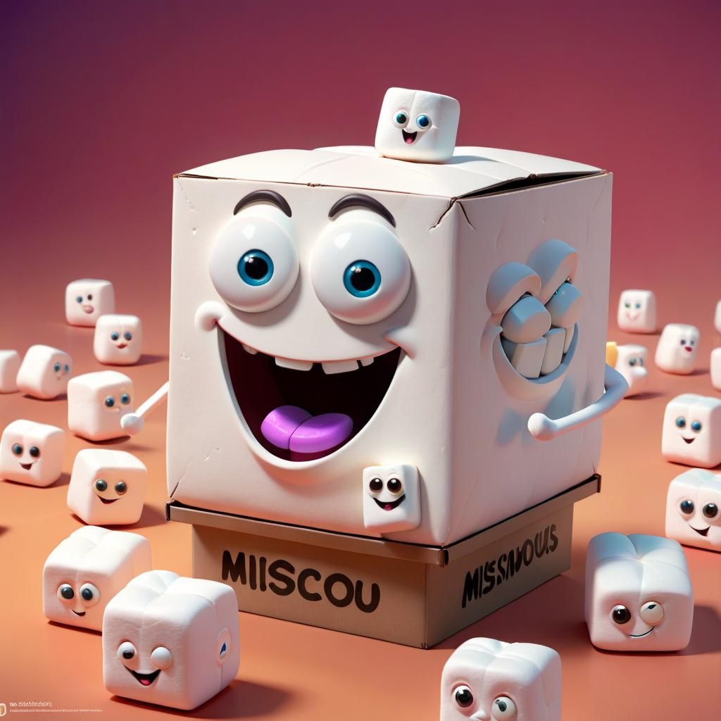 Mischievous Marshmallows Box: Pixar-Style 3D Art